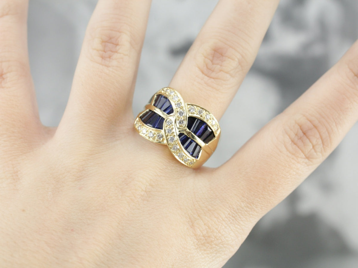 Modern Sapphire and Diamond Ring