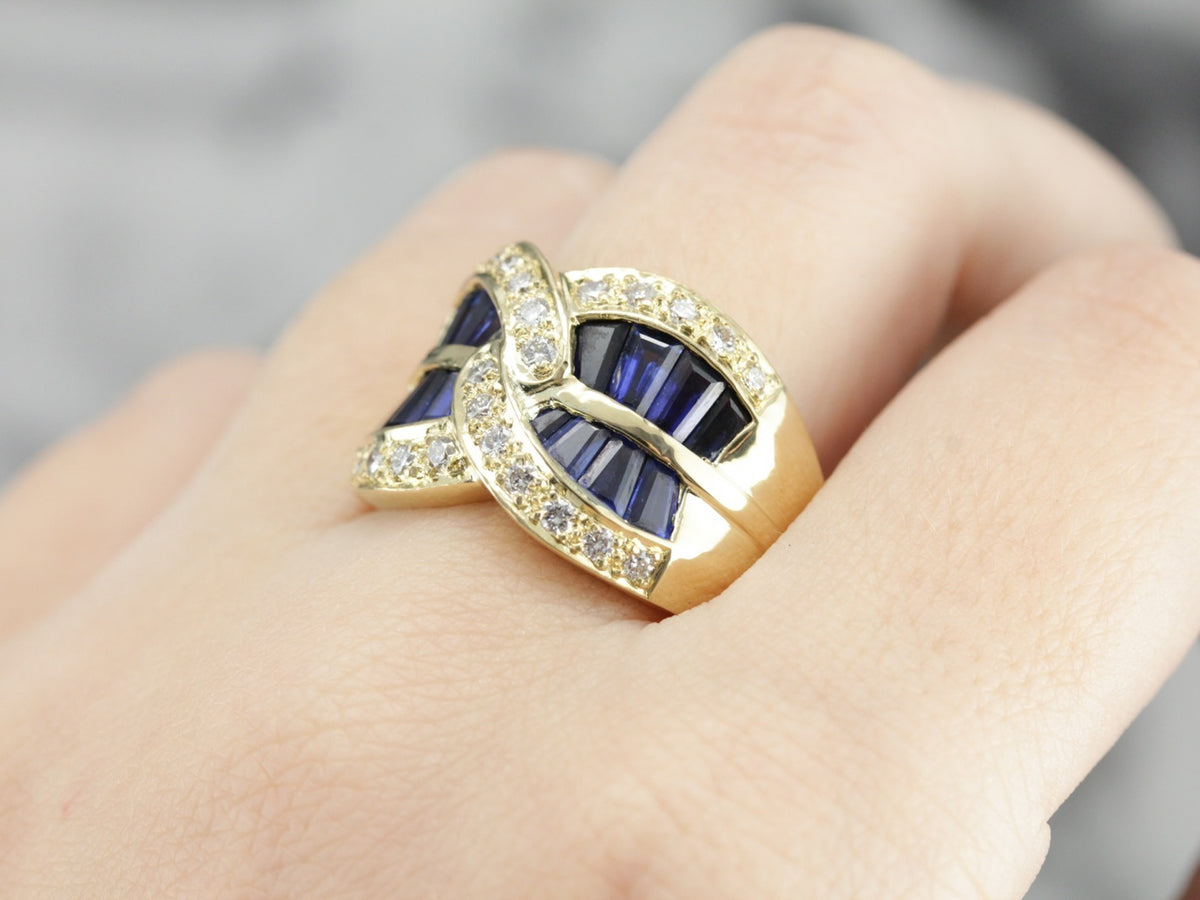 Modern Sapphire and Diamond Ring