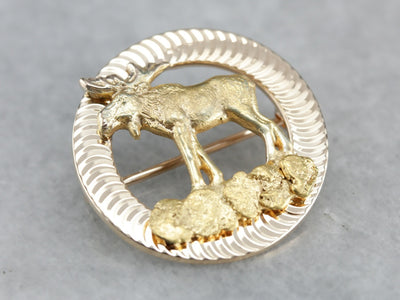 Upcycled Gold Moose Pin