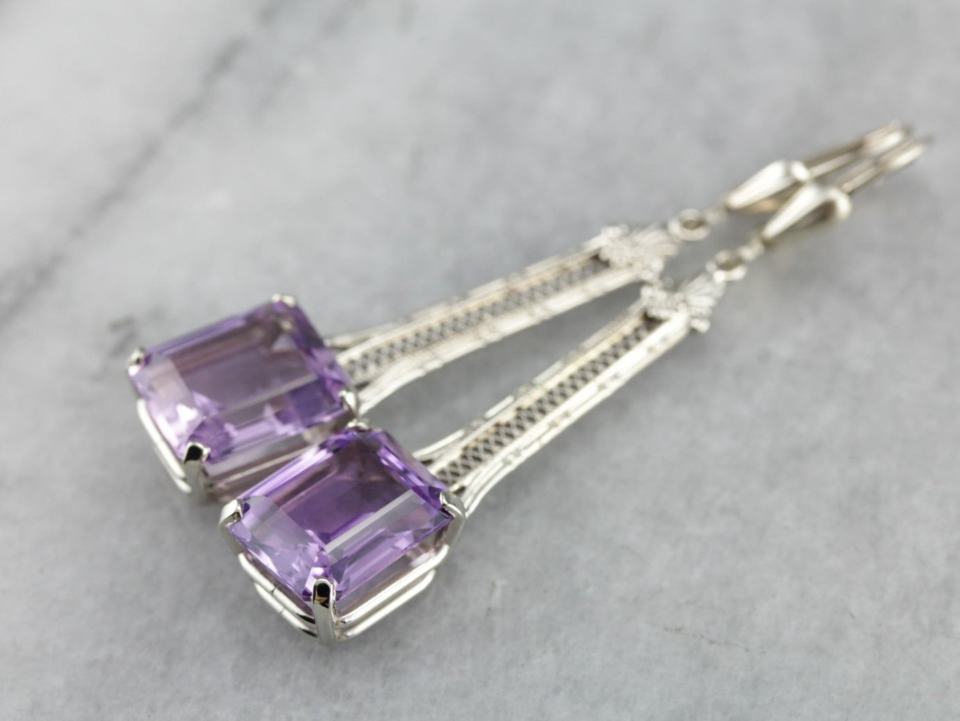 Filigree Amethyst Drop Earrings