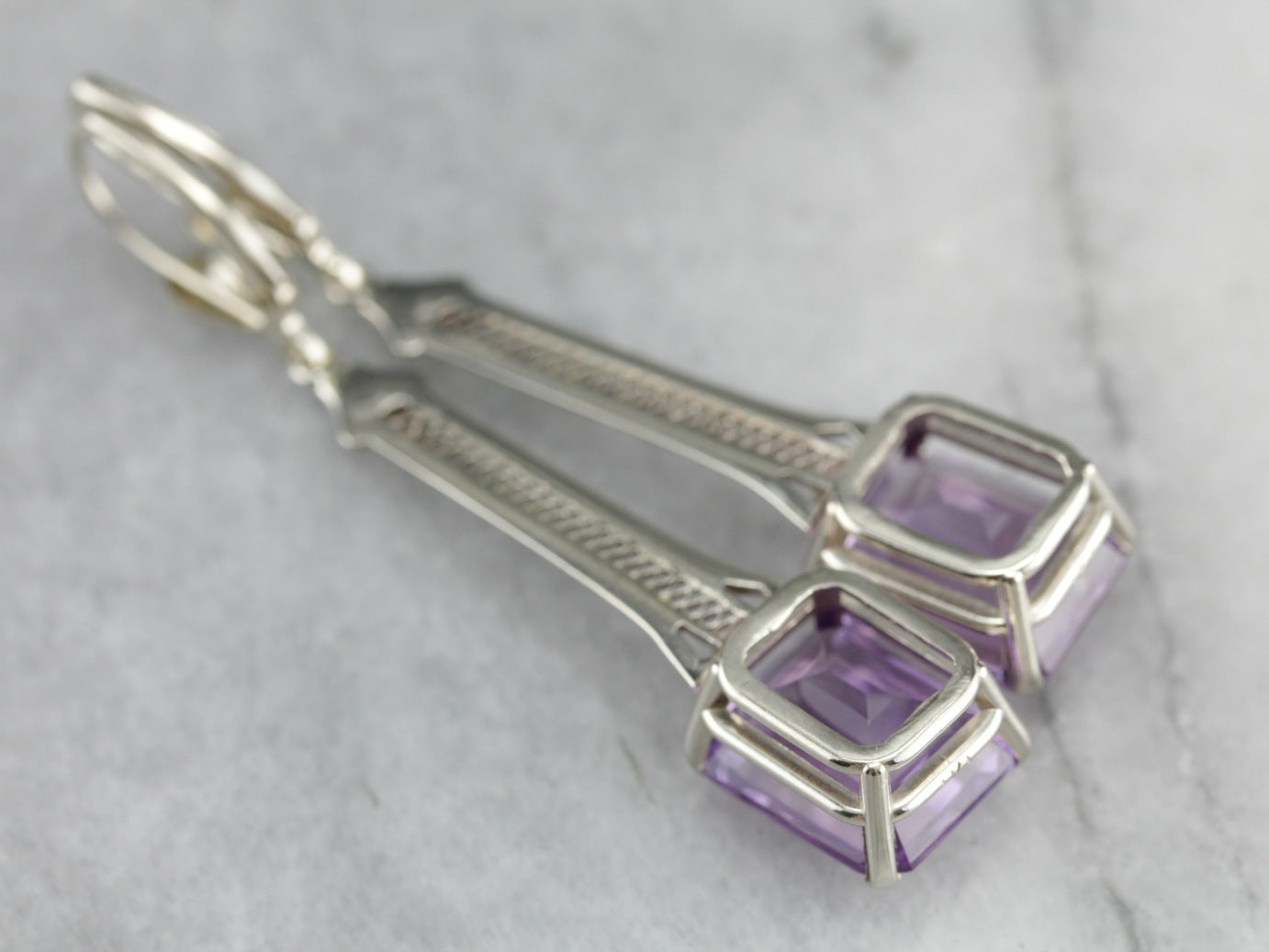 Filigree Amethyst Drop Earrings