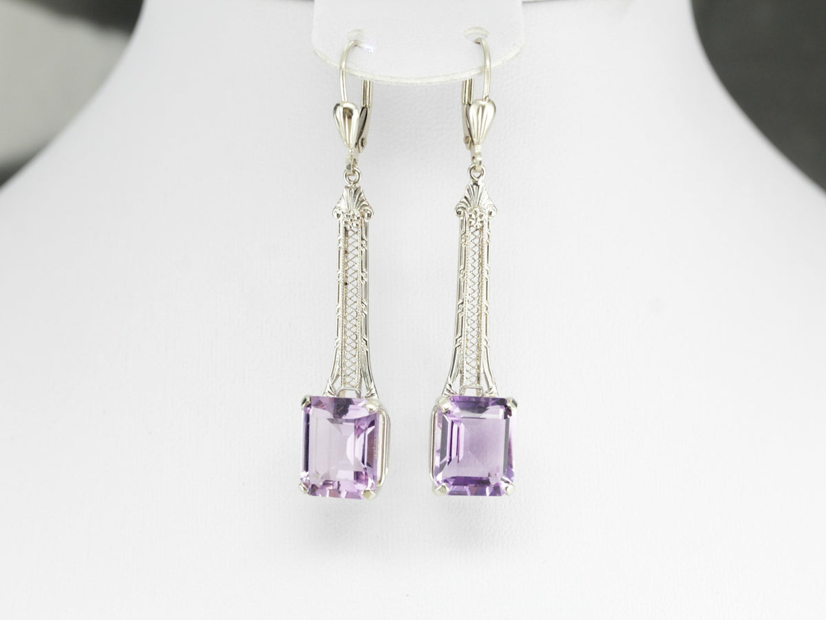 Filigree Amethyst Drop Earrings