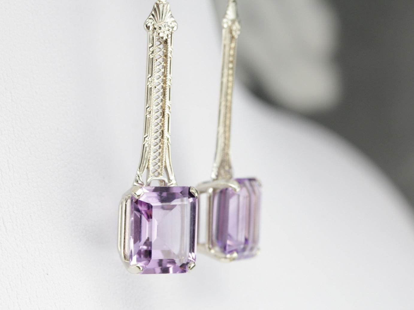 Filigree Amethyst Drop Earrings