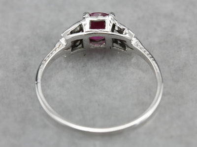 Vintage Platinum and Pink Sapphire Ring