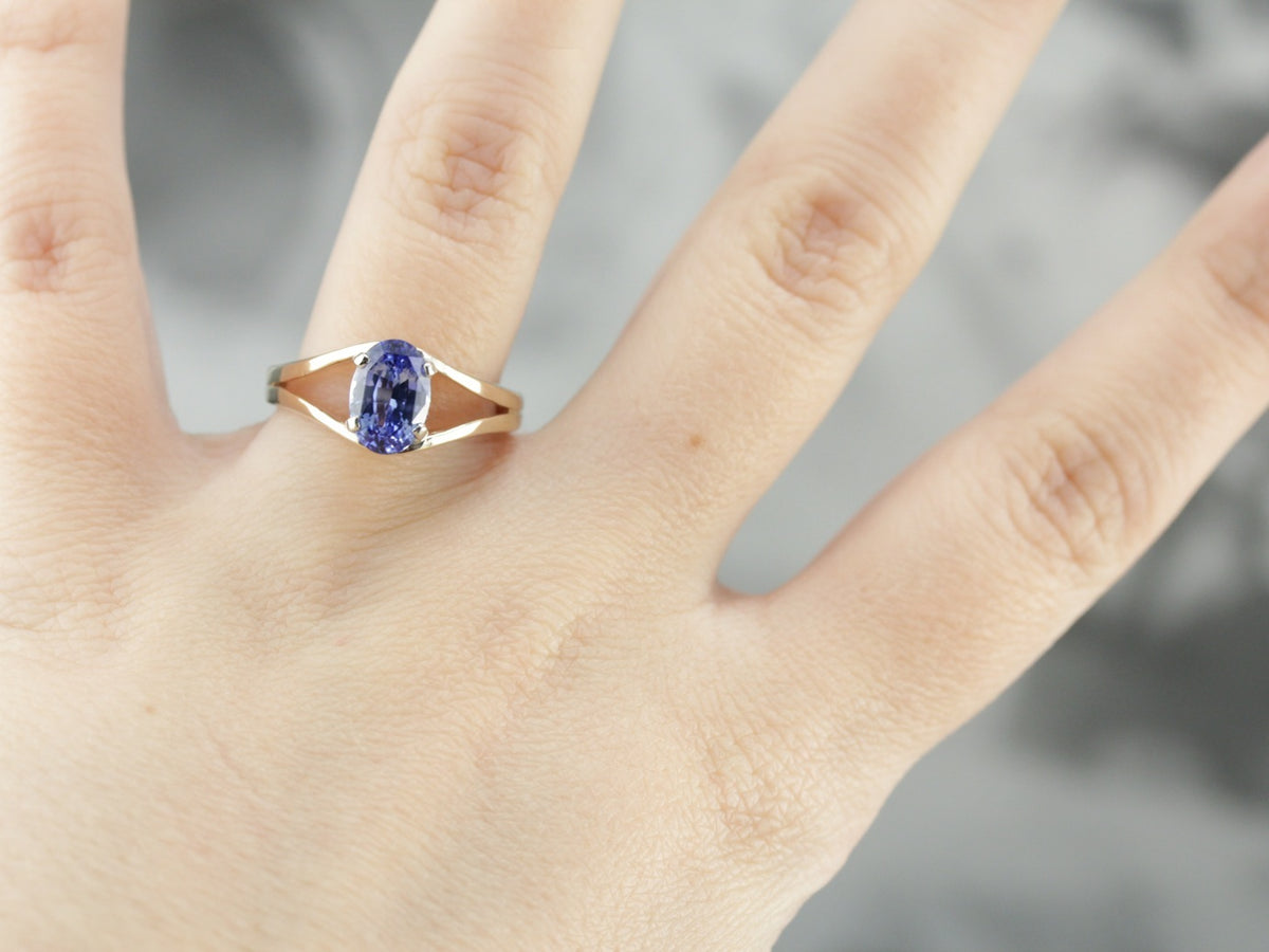 Sapphire Solitaire Ring in Yellow Gold