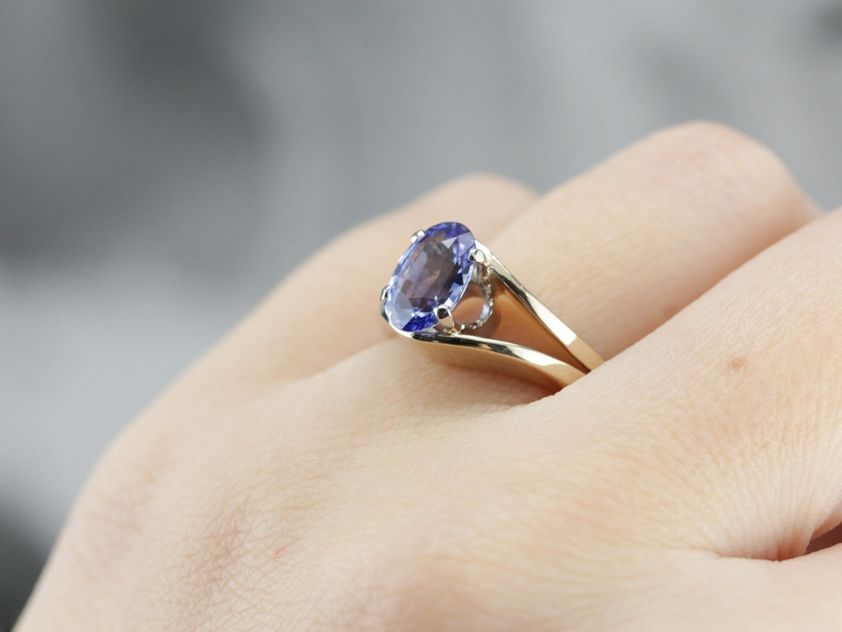 Sapphire Solitaire Ring in Yellow Gold