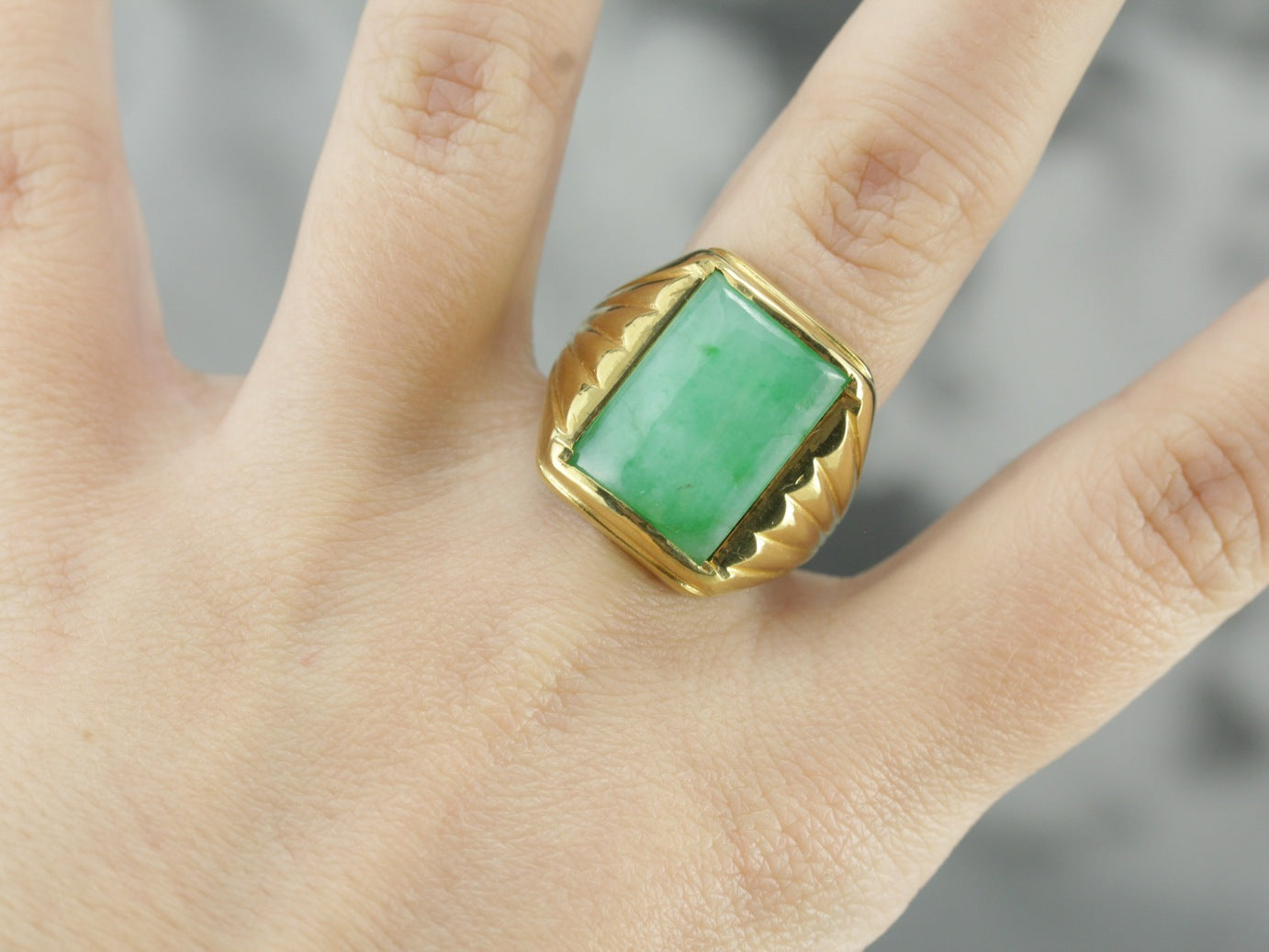 Men's Retro Era Jadeite Ring