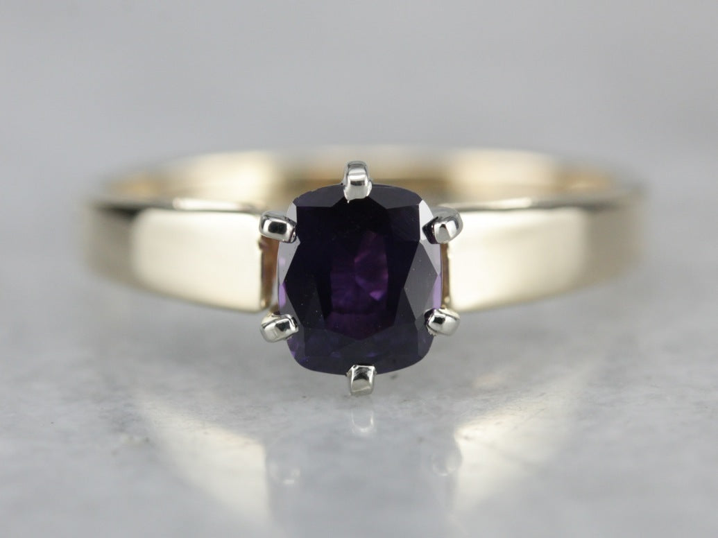 Purple Sapphire Solitaire Engagment Ring