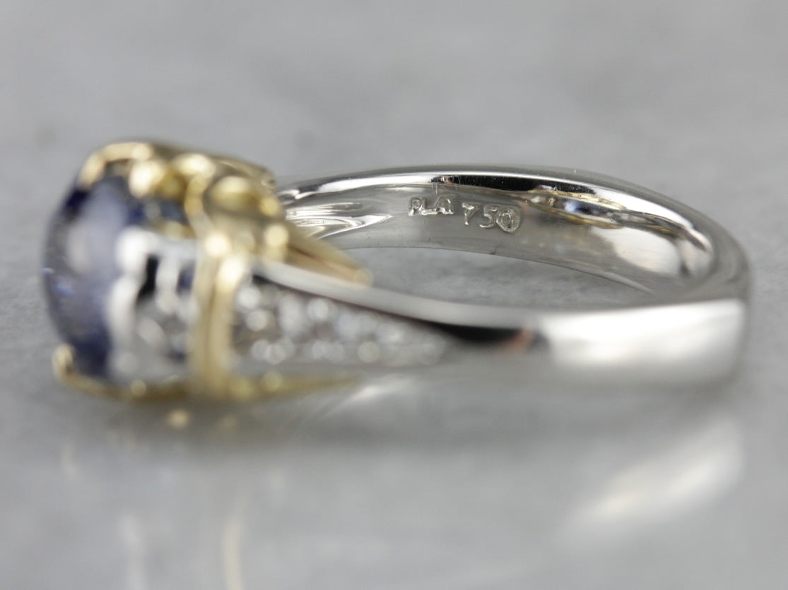 Platinum and Gold Sapphire Statement Ring