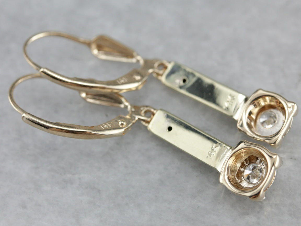 Mix Metal Diamond Drop Earrings