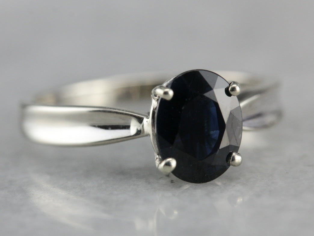 White Gold Sapphire Solitaire Ring