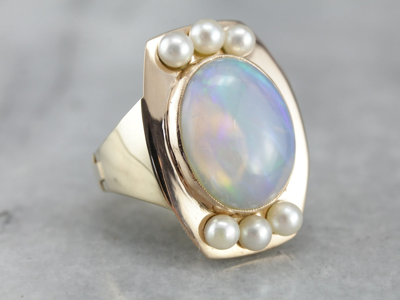 Opal and Pearl Cocktail Ring