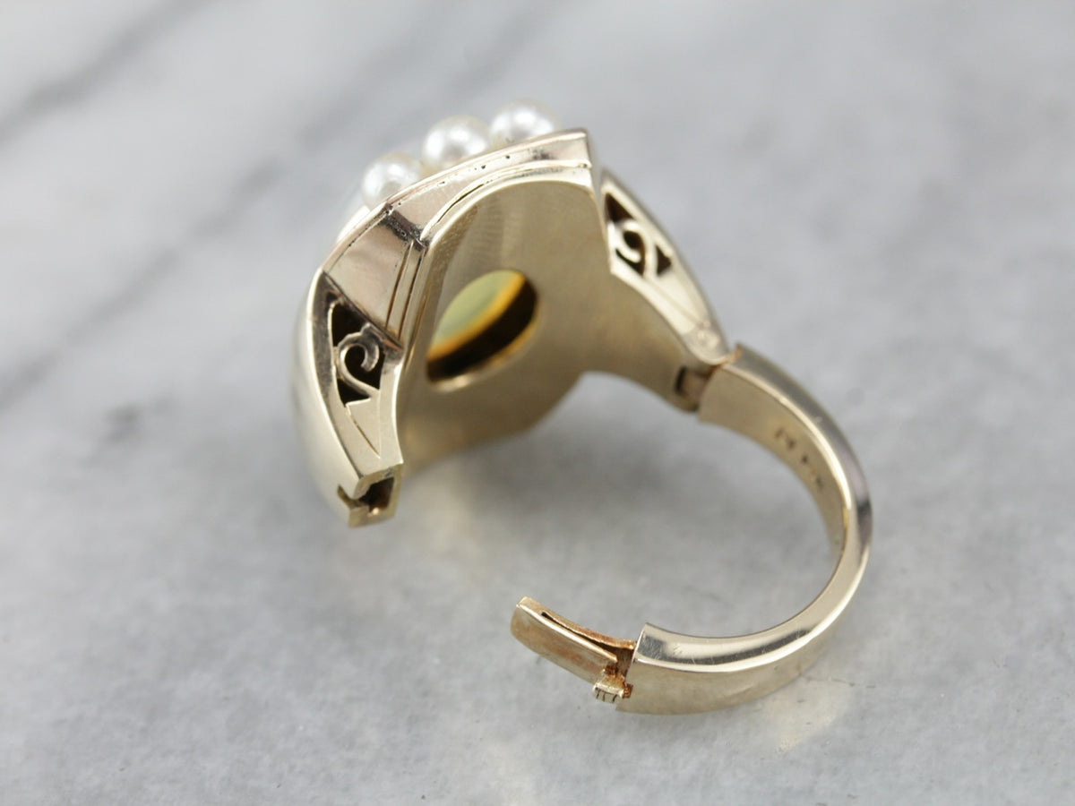 Opal and Pearl Cocktail Ring