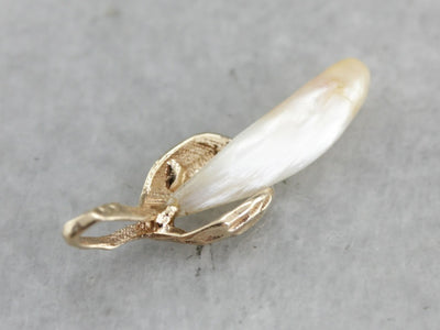 Natural Pearl Pendant in Yellow Gold