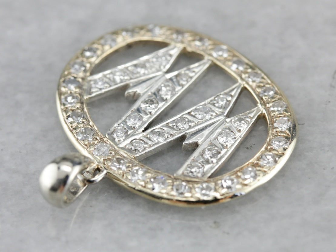 "WW" Diamond Monogram Pendant
