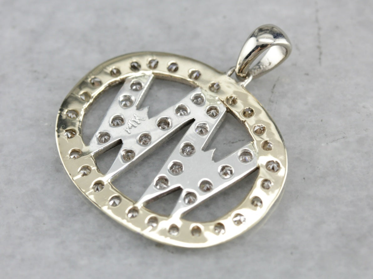 "WW" Diamond Monogram Pendant