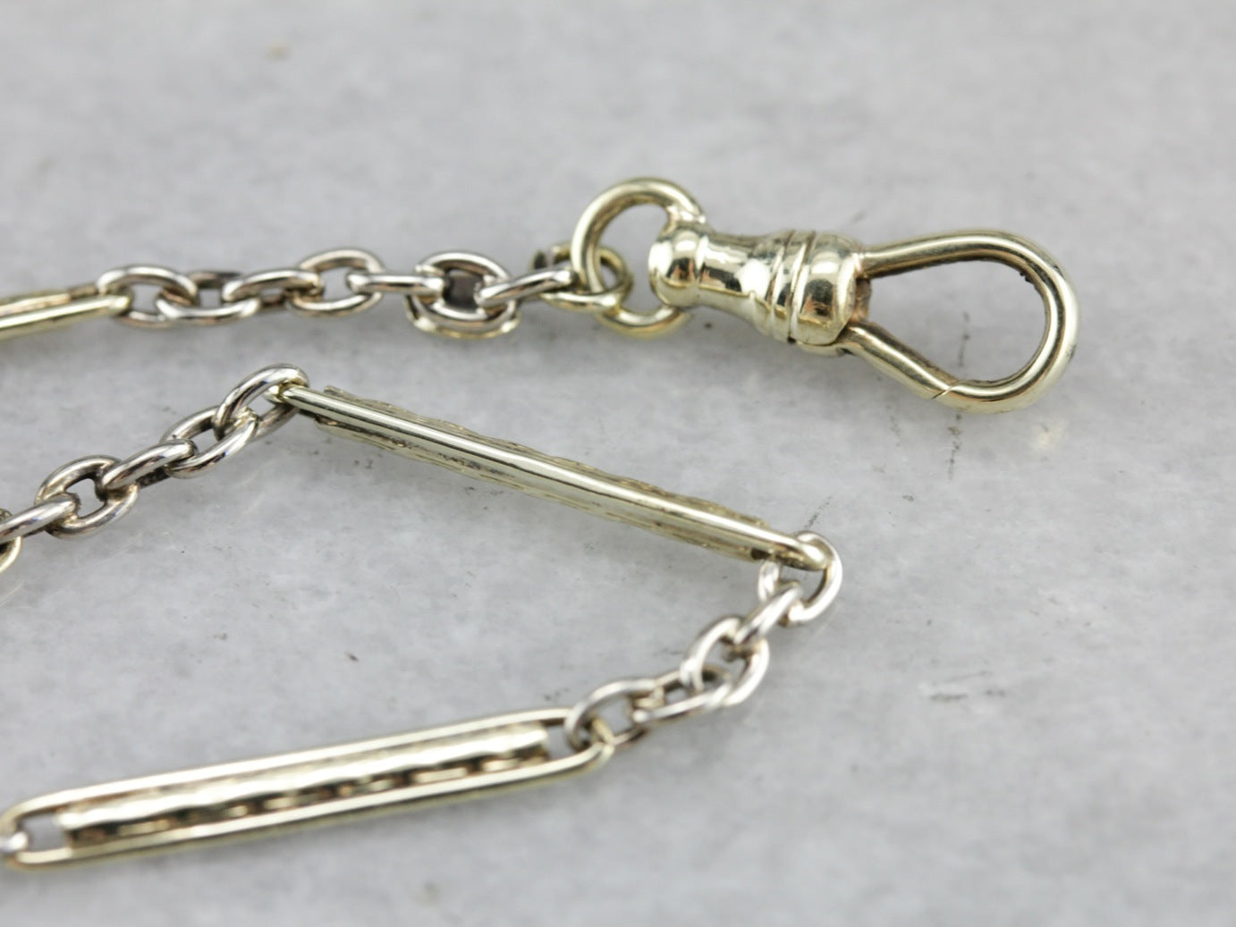 Art Deco Green and White Gold Watch Chain