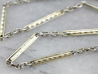 Art Deco Green and White Gold Watch Chain