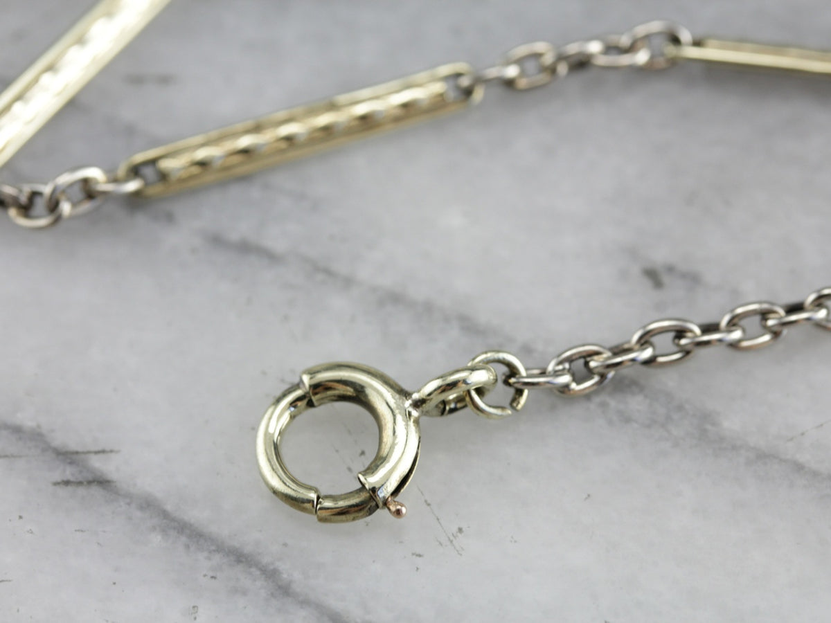 Art Deco Green and White Gold Watch Chain