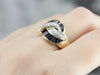 Vintage Designer LeVian Swirl Diamond and Sapphire Ring
