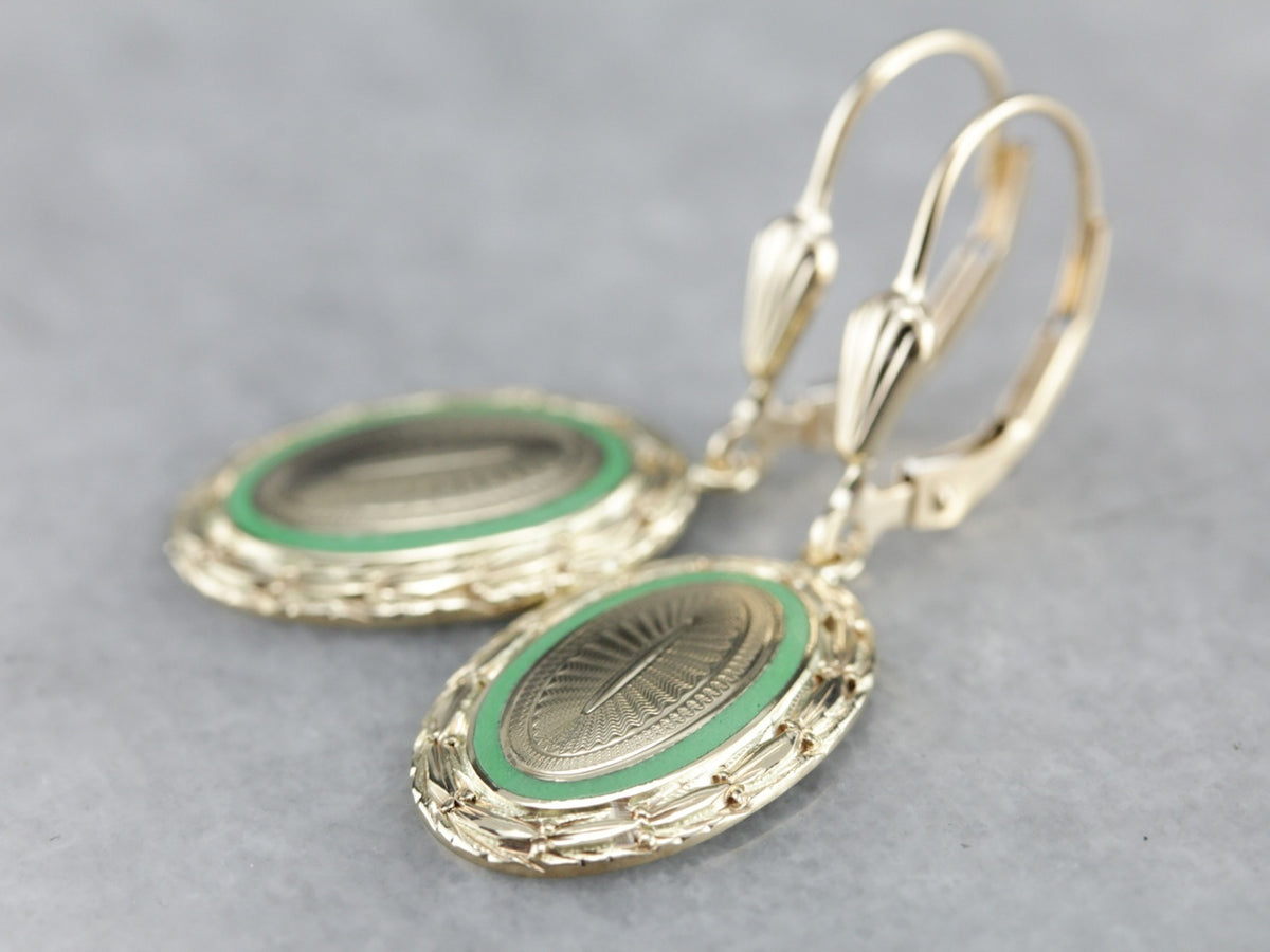 Pendientes de esmalte de oro antiguo