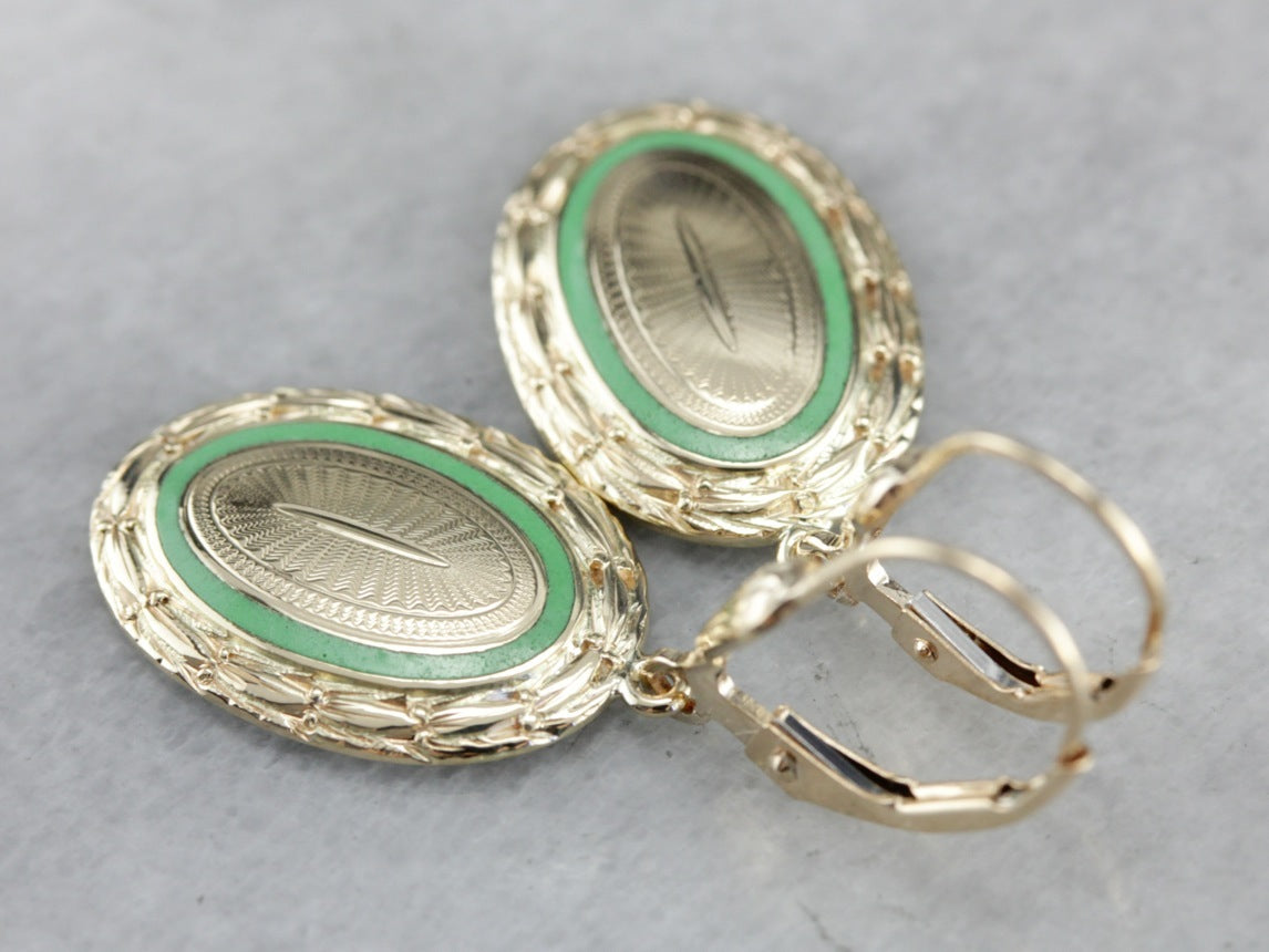 Pendientes de esmalte de oro antiguo