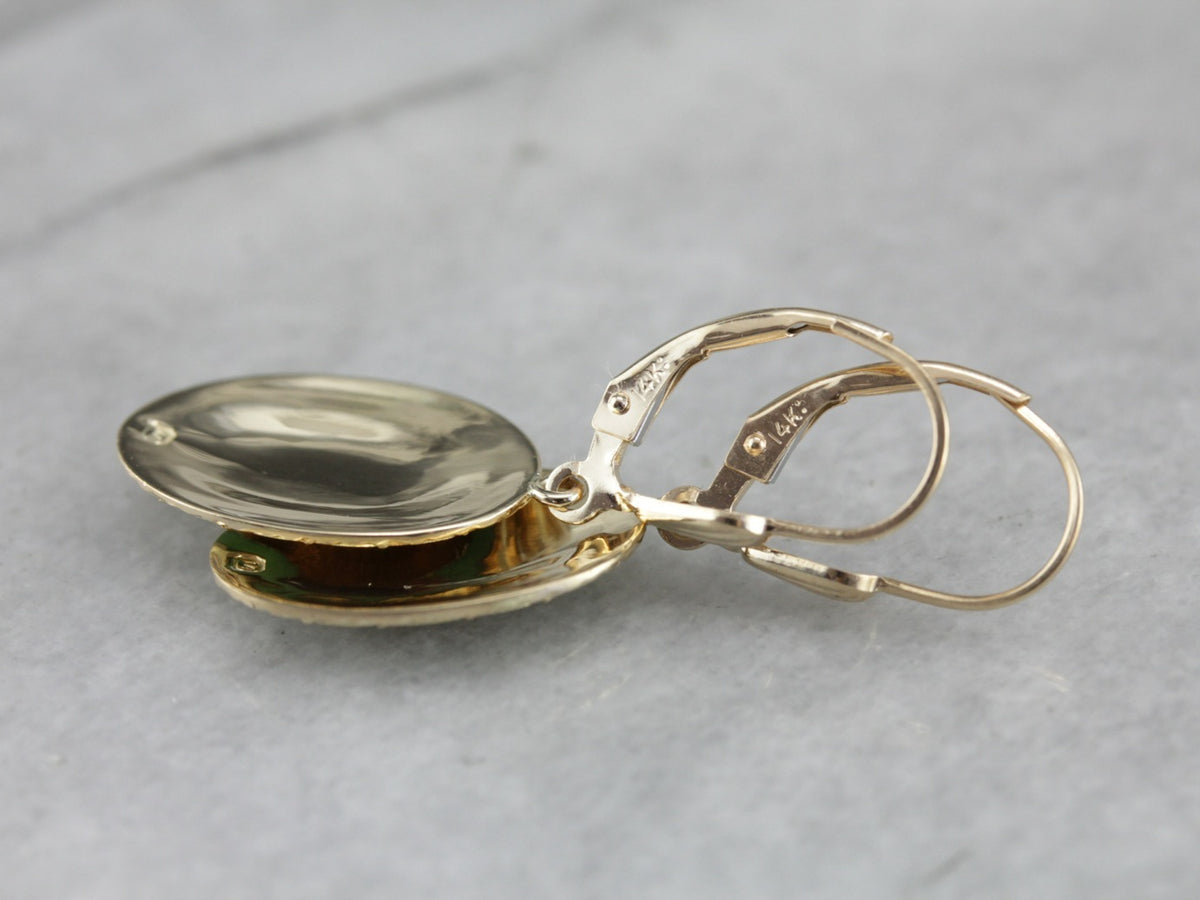 Pendientes de esmalte de oro antiguo