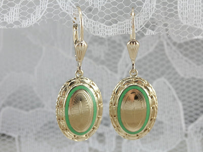 Antique Gold Enamel Earrings