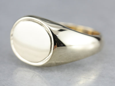 East West Yellow Gold Signet Ring