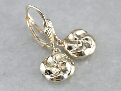 Floral Yellow Gold Drop Earrings