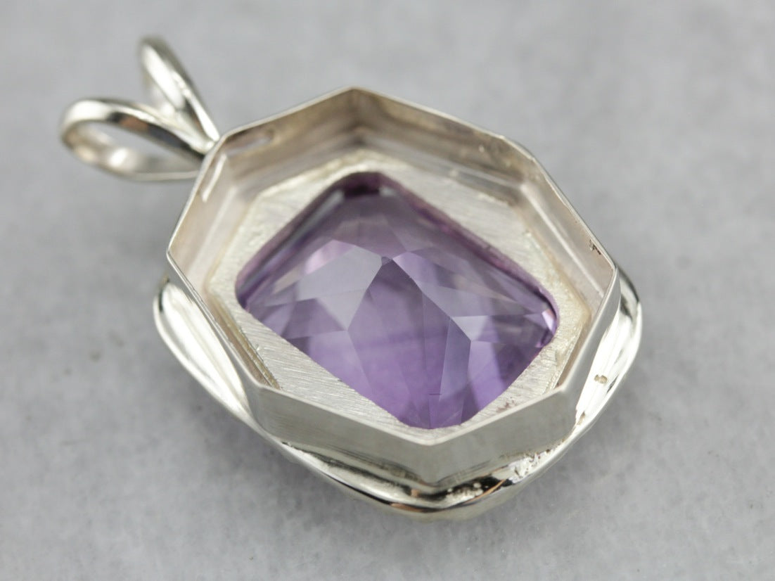 Amethyst and Diamond Halo Pendant