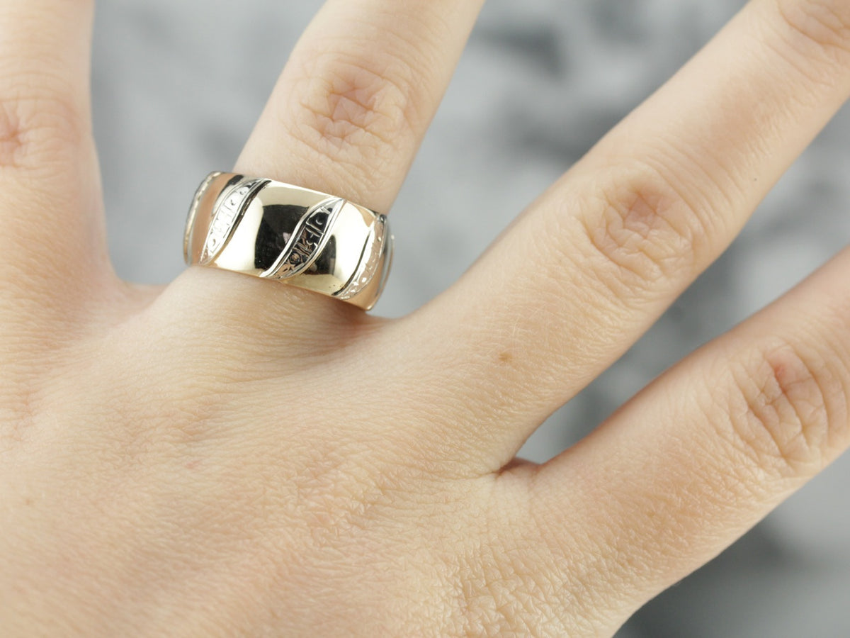 Vintage Two Tone Wedding Band
