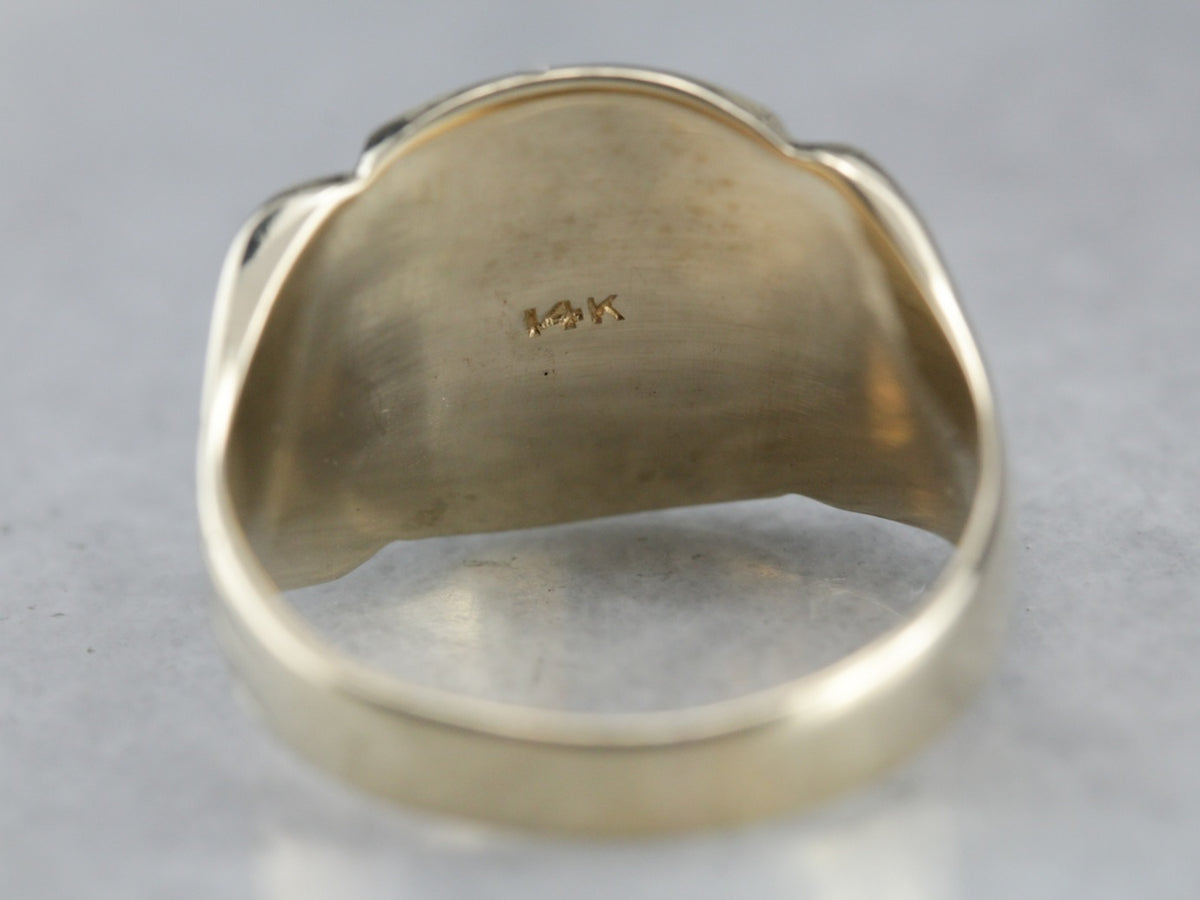 Men's "GM" Yellow Gold Signet Ring