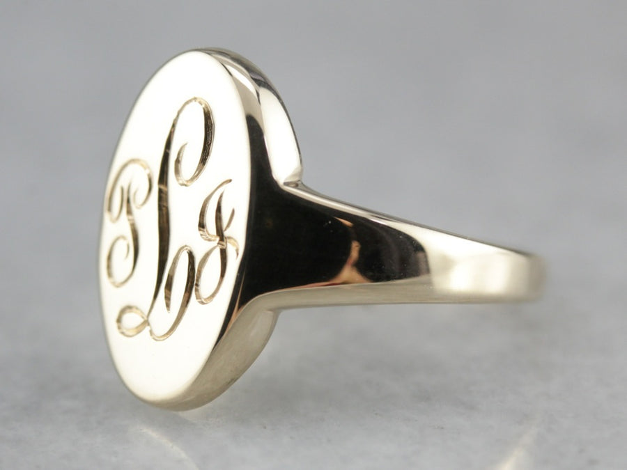 Vintage "PLJ" Monogram Signet Ring
