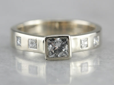 Modern Bezel Set Diamond Engagement Ring