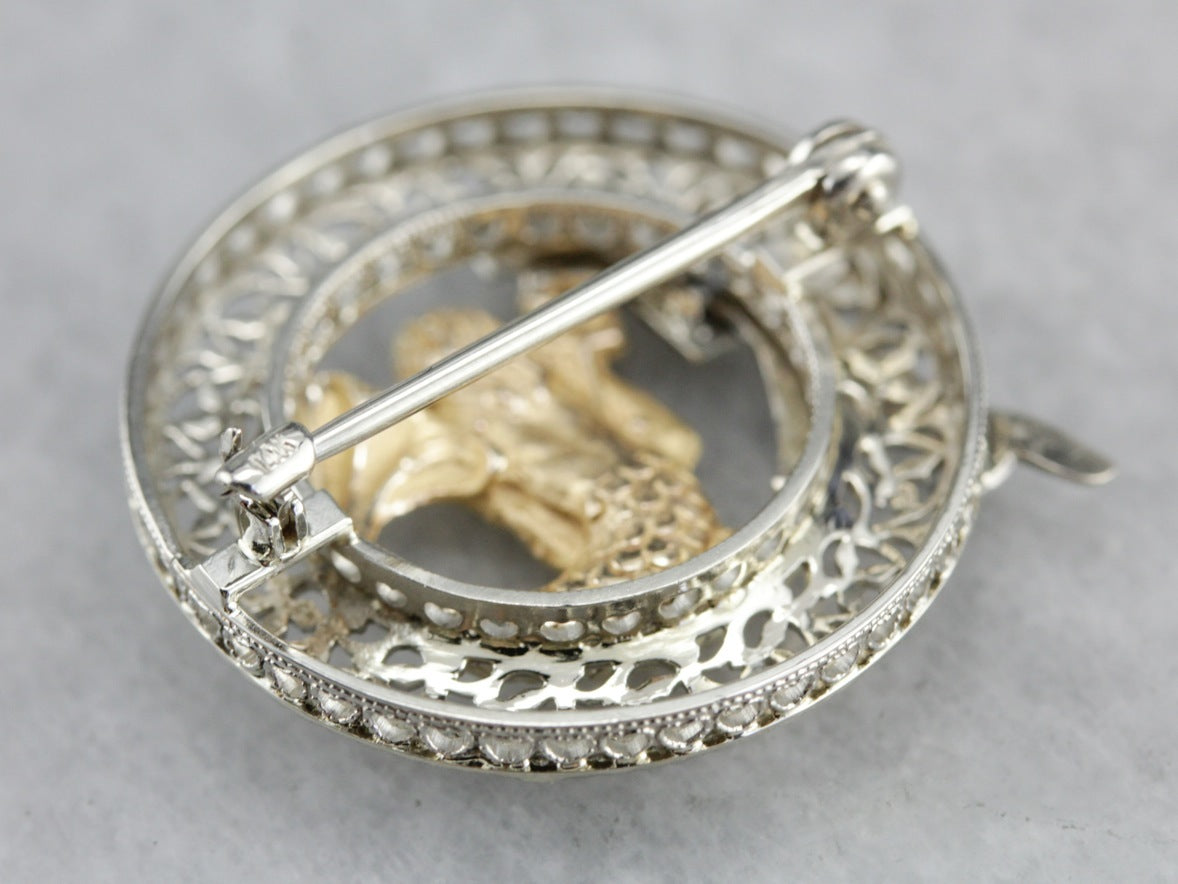 Diamond Poseidon Circle Pin