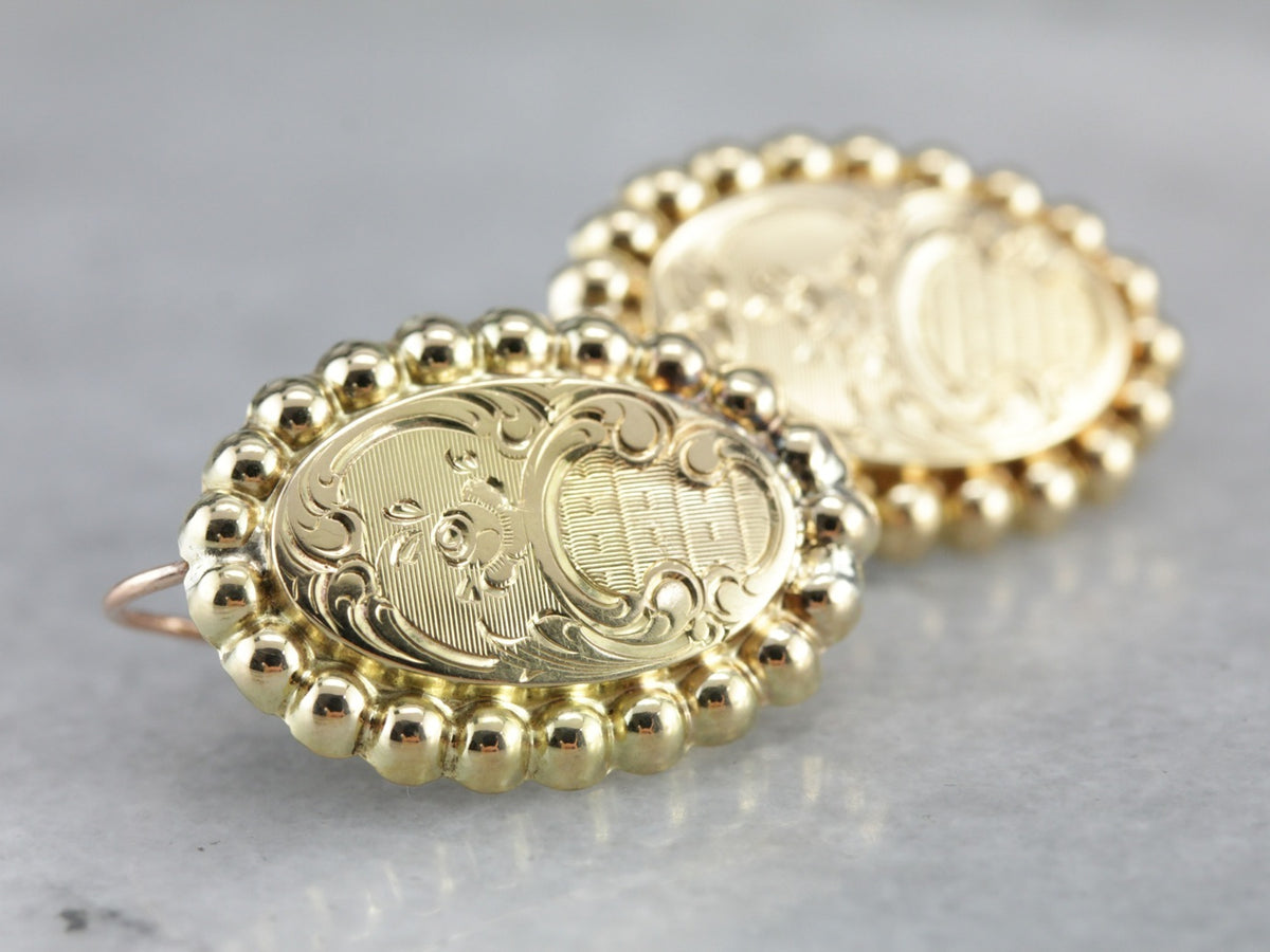 Pendientes colgantes dorados florales vintage