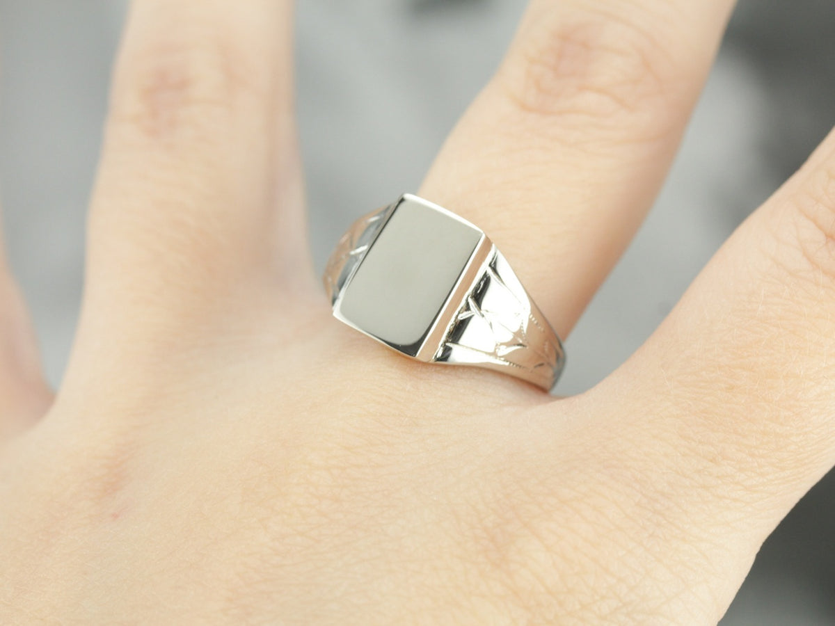 Unisex Mix Metal Signet Ring