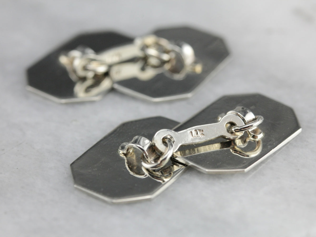 Gemelos de oro Art Déco grabados