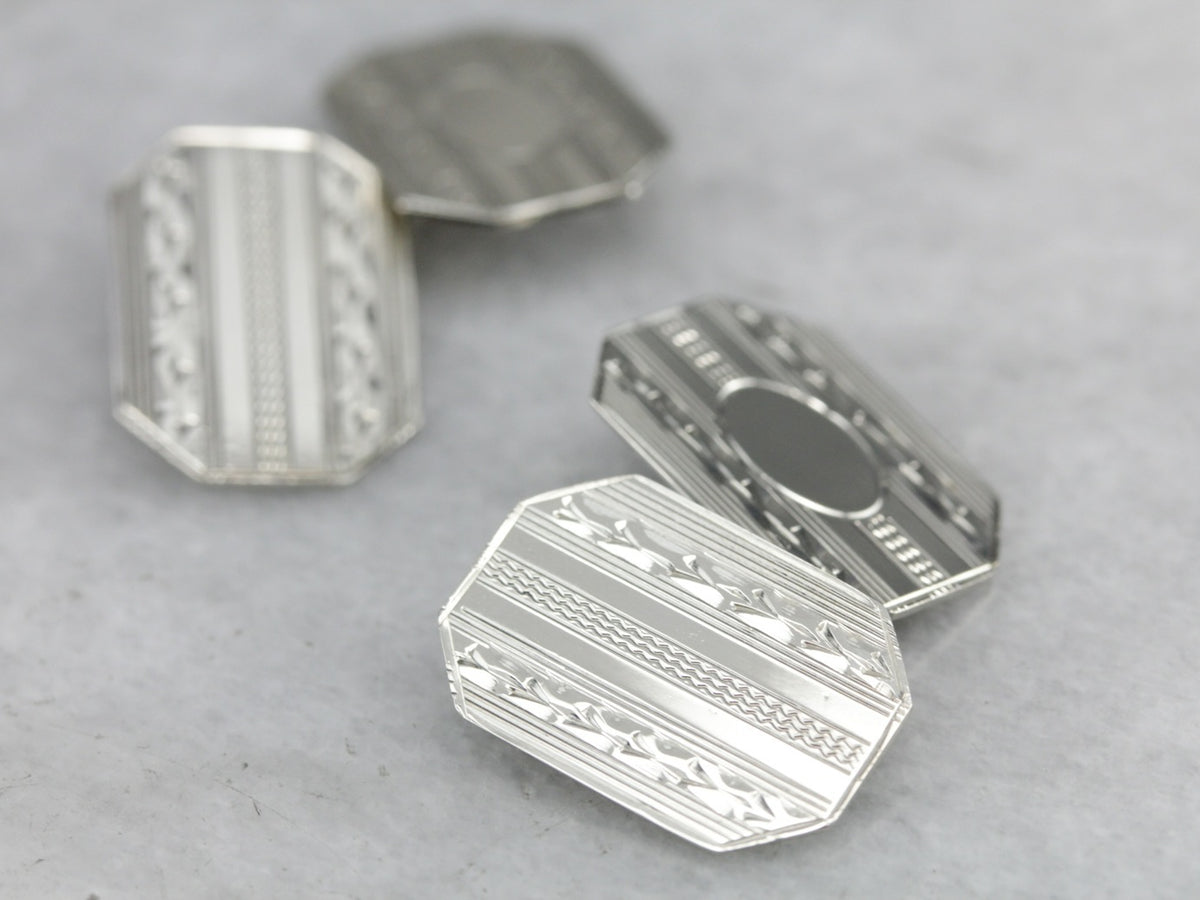 Gemelos de oro Art Déco grabados