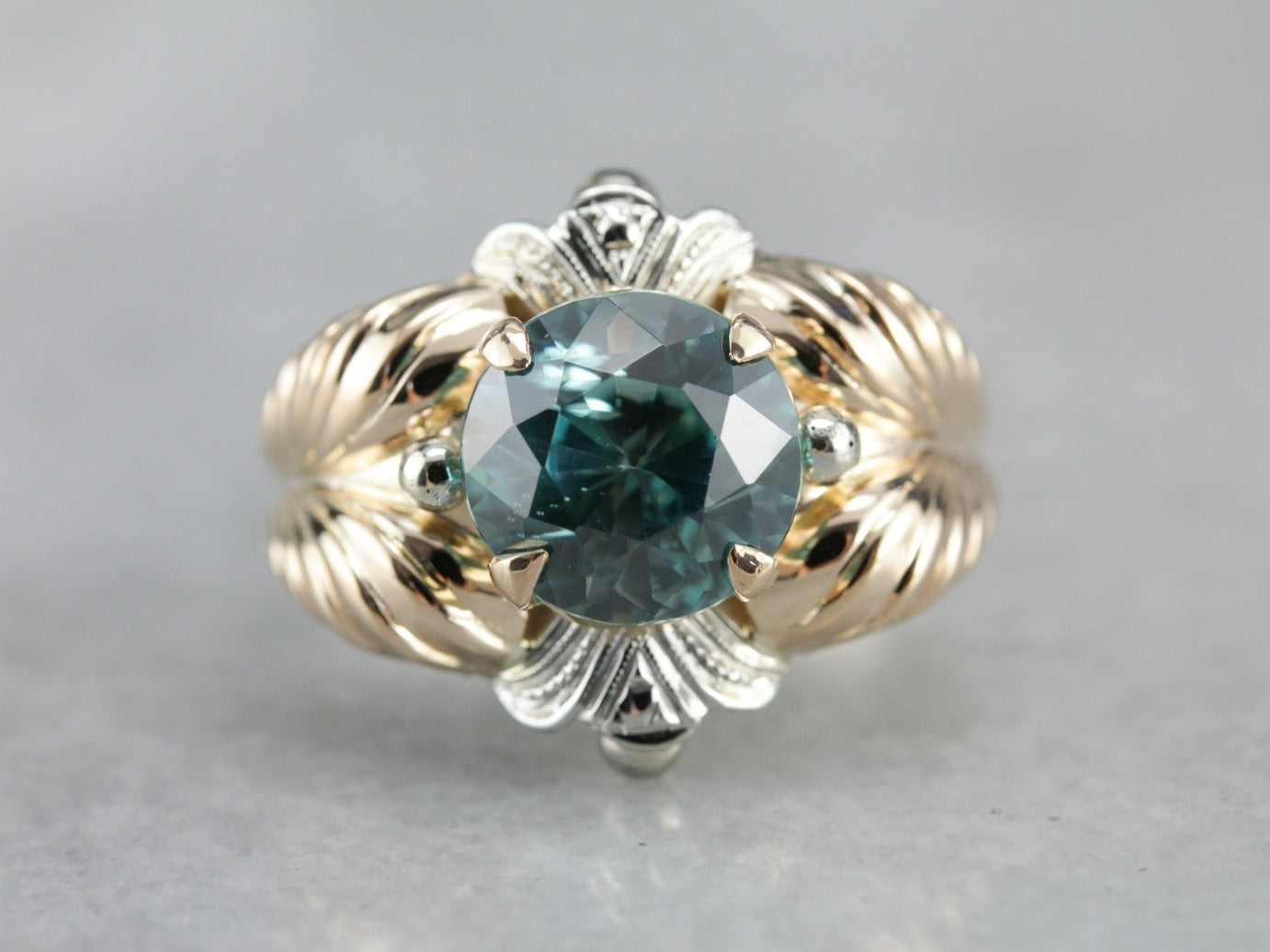 Retro Era Blue Zircon Statement Ring