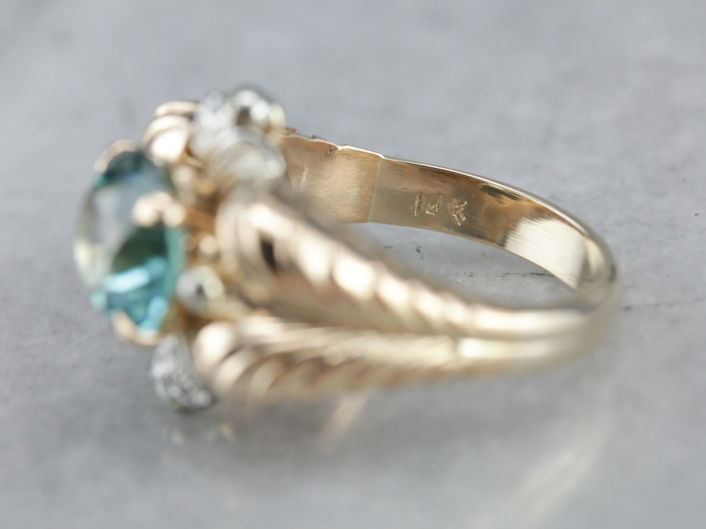 Retro Era Blue Zircon Statement Ring