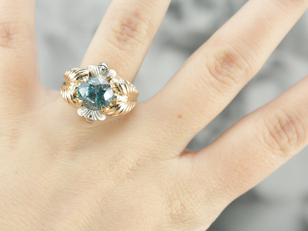 Retro Era Blue Zircon Statement Ring