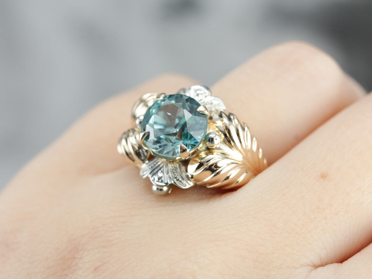 Retro Era Blue Zircon Statement Ring