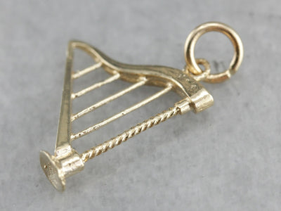Vintage Gold Harp Charm or Pendant