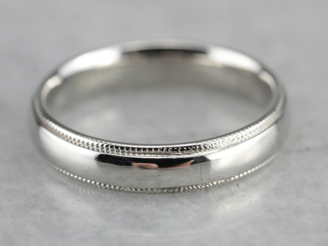 Milgrain Platinum Comfort Fit Wedding Band
