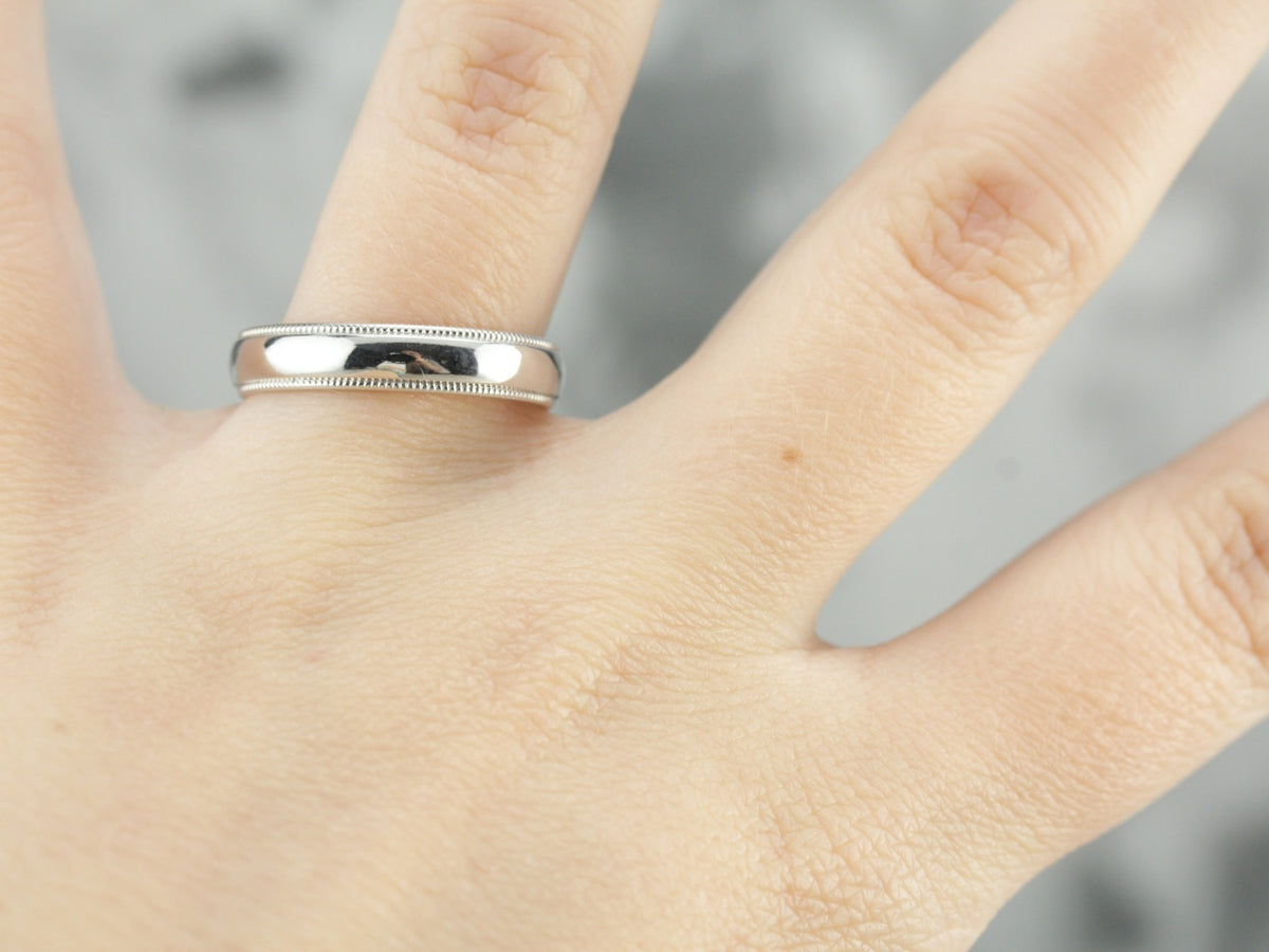 Milgrain Platinum Comfort Fit Wedding Band