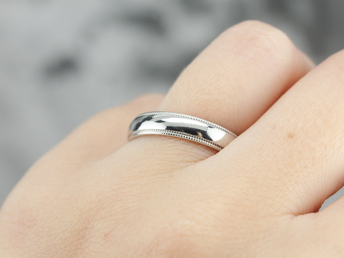 Milgrain Platinum Comfort Fit Wedding Band