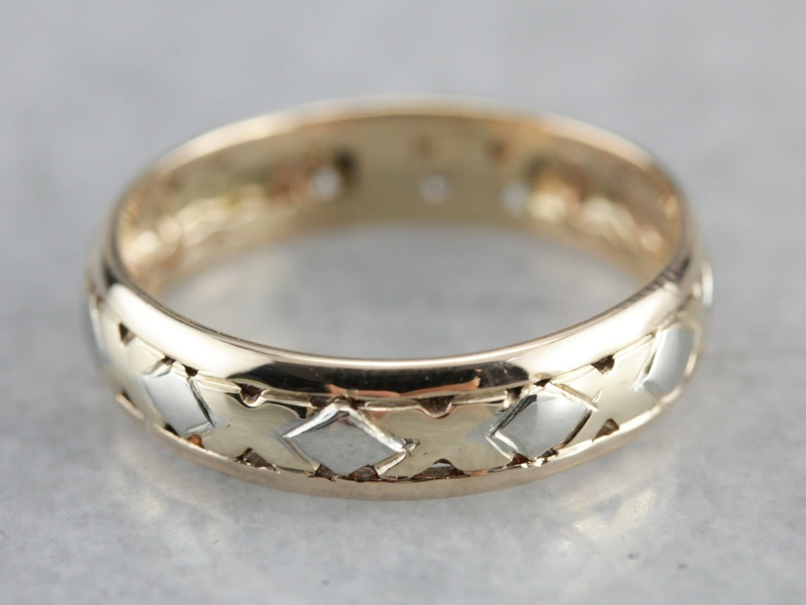 Vintage Two Tone Gold Patterned Band