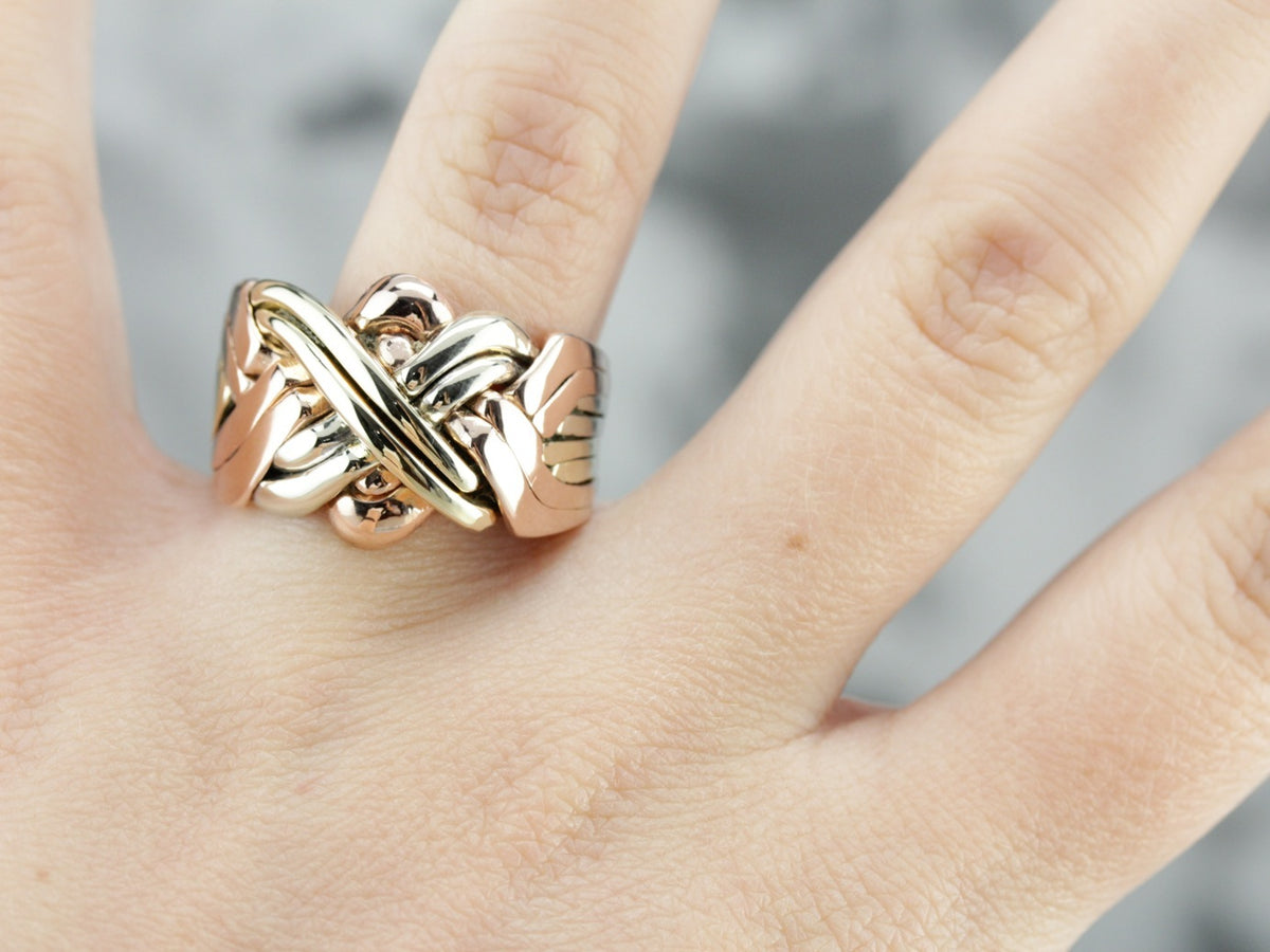 Tri-Colored Gold Puzzle Ring